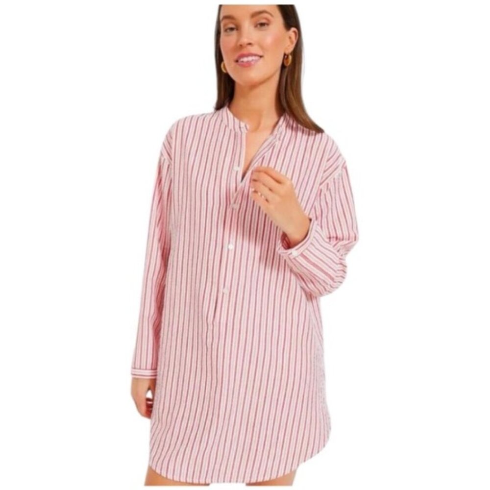 Tuckernuck NEW Strawberry Stripe Bodie Swim Beach Cover Up Button Down Dress S